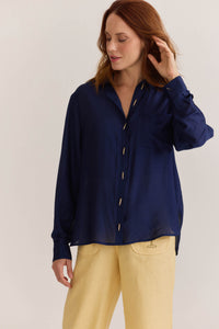 Camisa  Clássica Azul Meia Noite