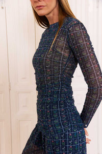 Blusa Tule Franzido Ponto Cruz