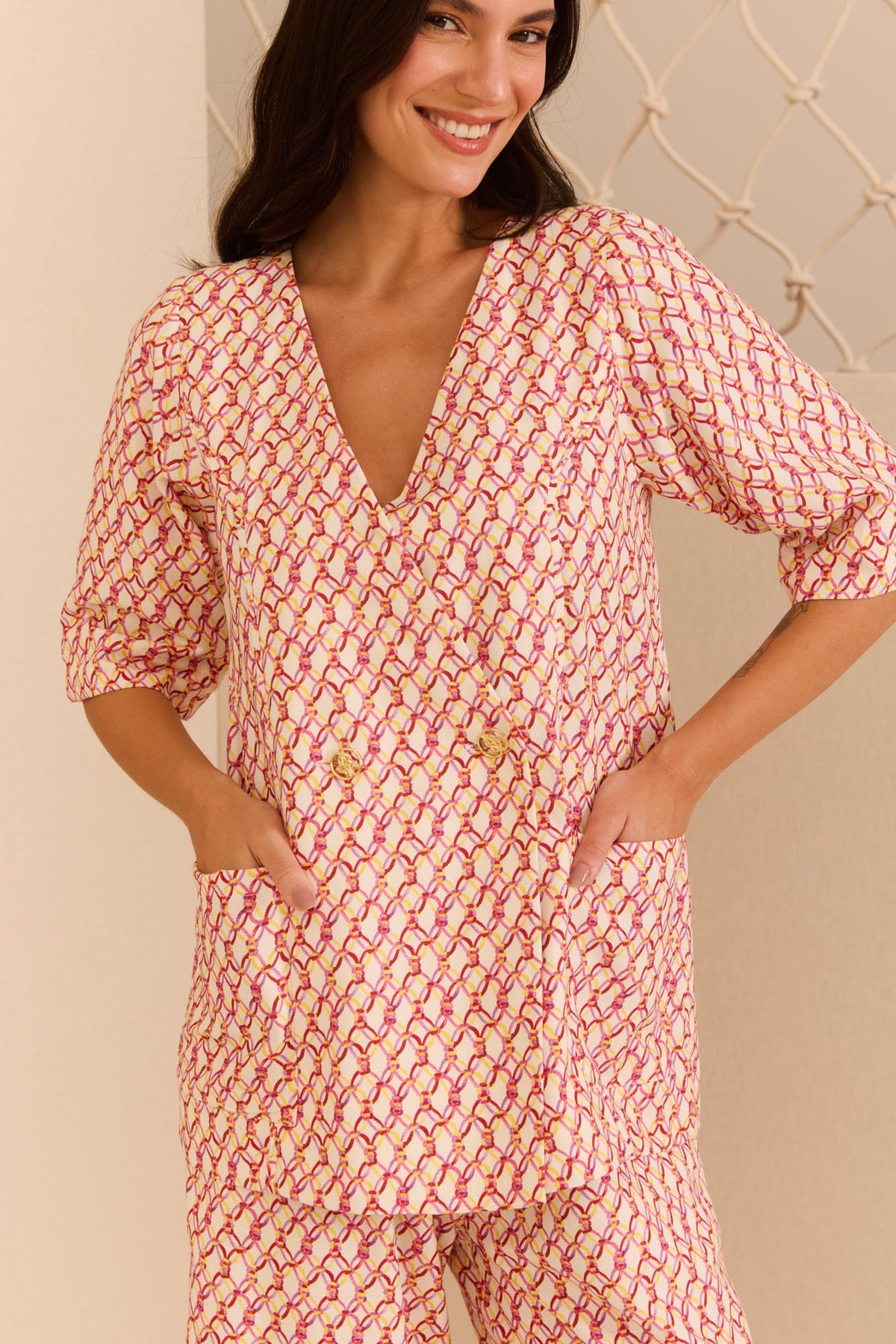 Blusa Transpasse Macramê