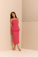 Saia Reta Algodão Rosa