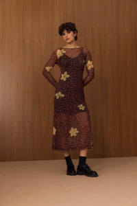Vestido Tule Onça Floral
