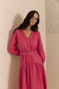 Vestido Algodão Rosa