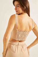 Cropped Bordado Bege Deserto
