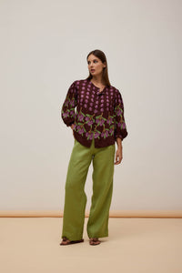 Blusa Manga Bufante Oliva
