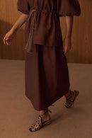 Vestido Saia Dupla Marrom