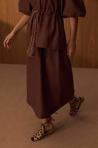 Vestido Saia Dupla Marrom