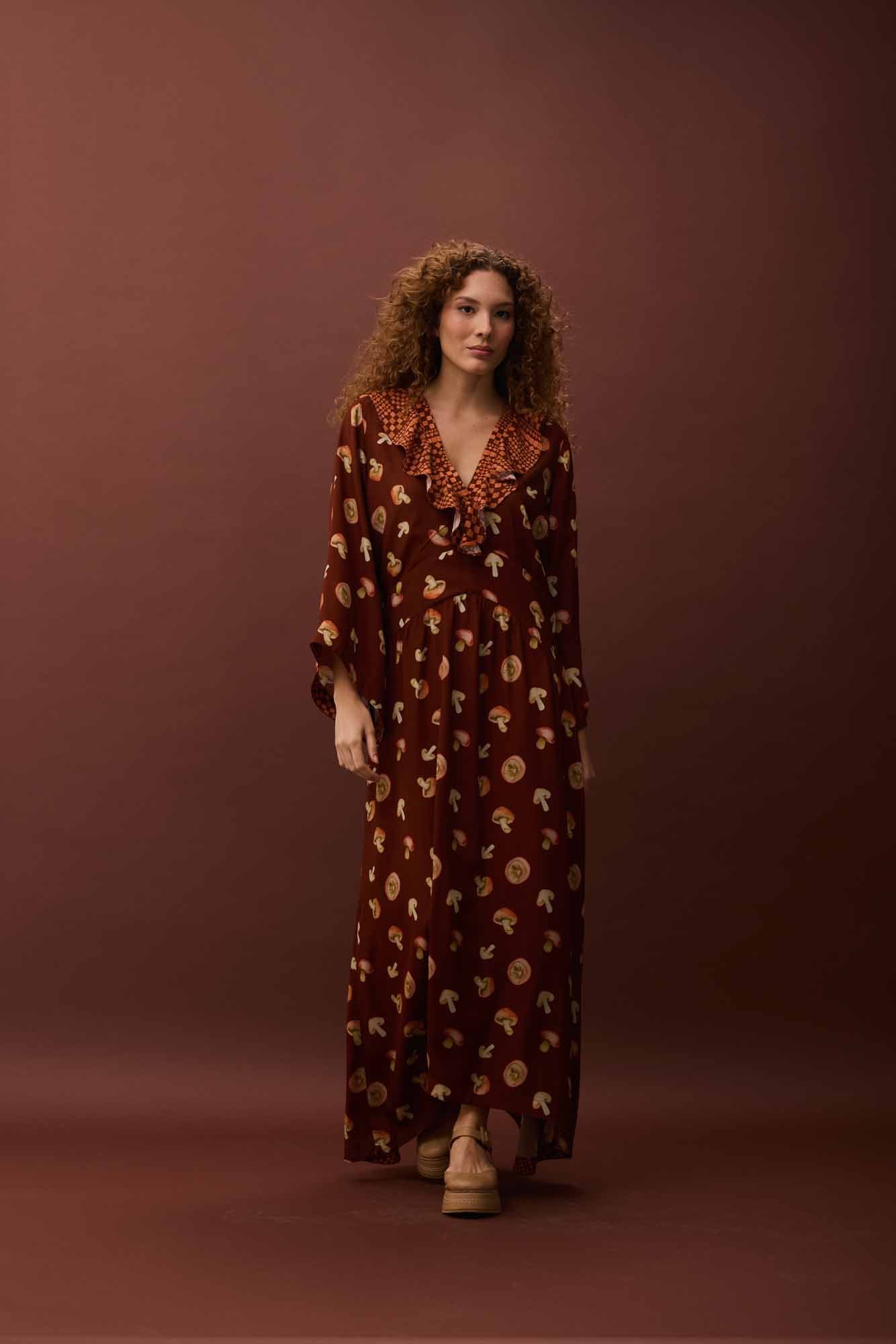 Vestido Decote V Funghi