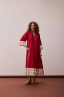 Vestido Maxi Barrado Vermelho