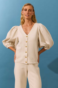 Blusa Abotoamento Areia