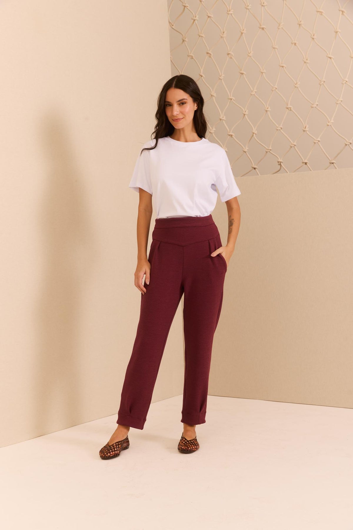 Calça Malha Bordô
