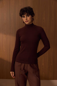 Blusa MG Longa Anpô Basic Marrom