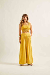 Cropped Lastex amarelo Arquitetura