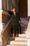 Vestido Babados Jardim Noturno