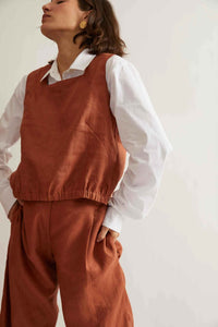 Blusa Linho Marrom Jaca