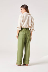 Calça Pantalona Verde Lótus