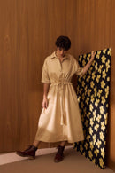 Vestido Acinturado Bege