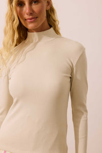 Blusa Manga Longa Basic Areia