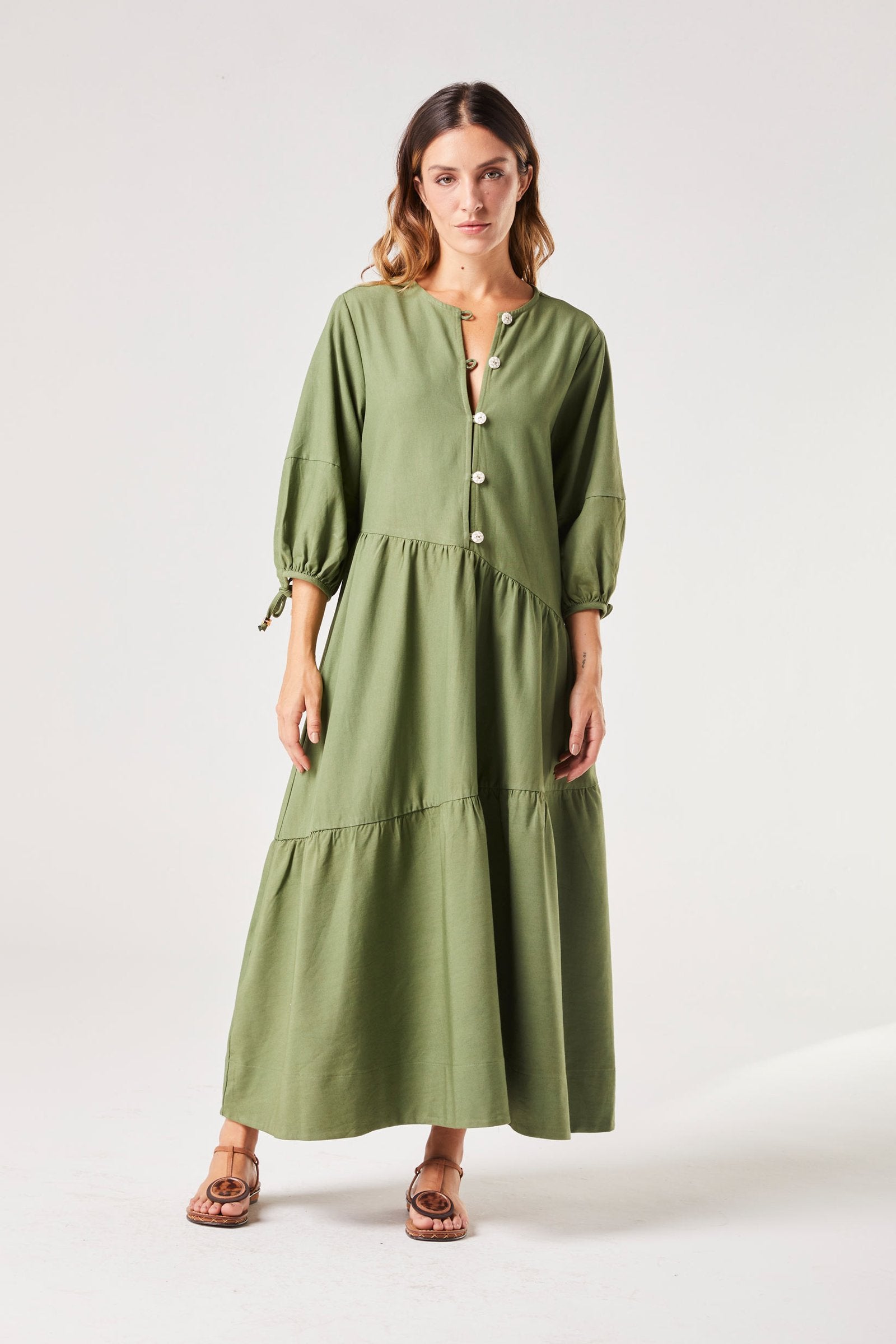 Vestido Manga Verde Lótus