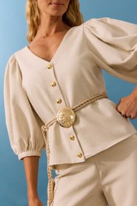 Blusa Abotoamento Areia