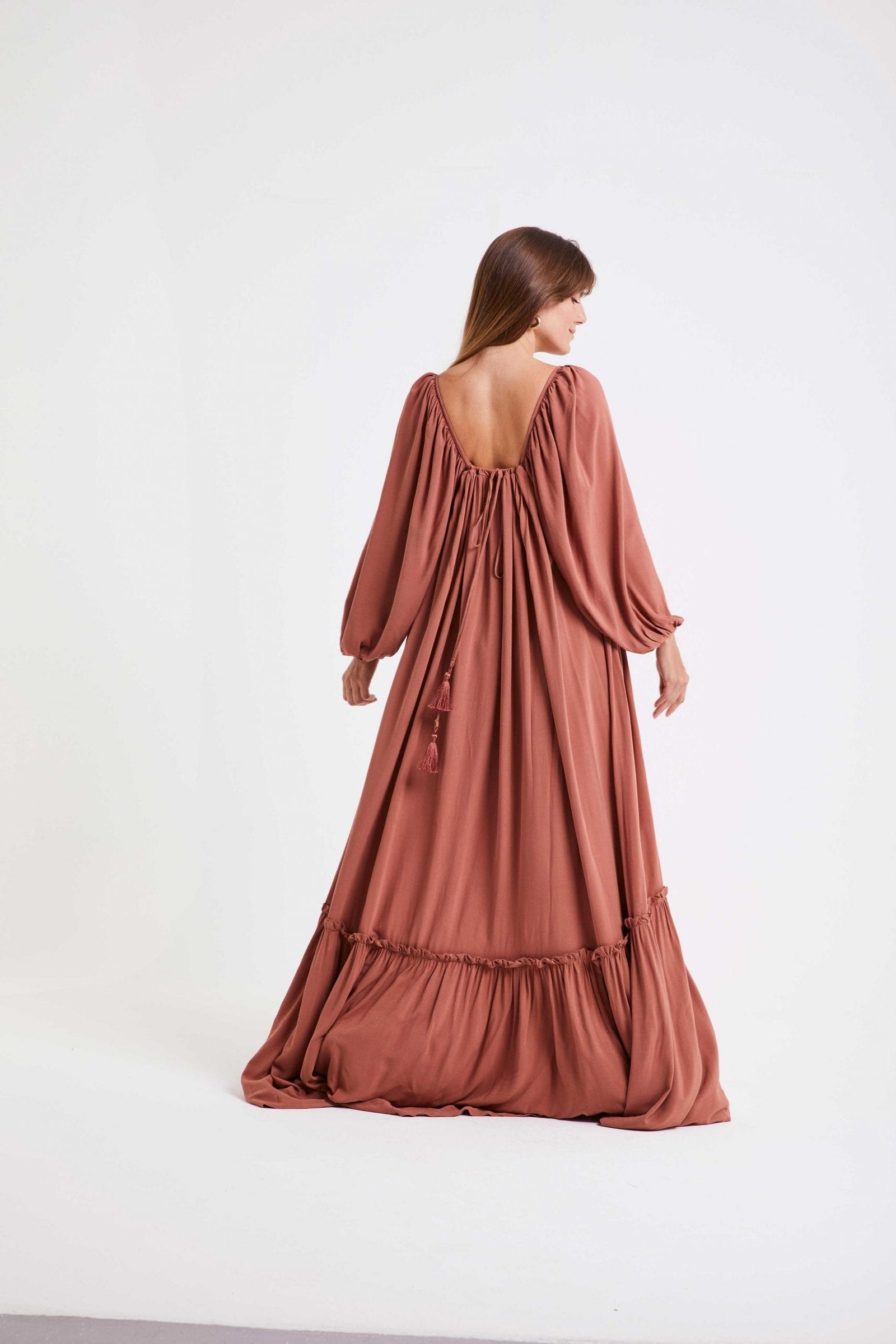 Vestido decote quadrado khepri terra