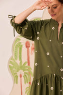 Vestido Mg Verde Bordado