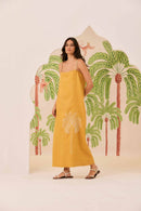 Vestido Reto Amarelo Açafrão