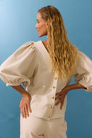 Blusa Abotoamento Areia