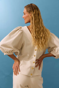 Blusa Abotoamento Areia