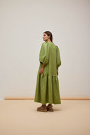 Vestido Franzido Verde Oliveira