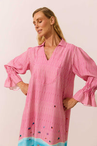 Vestido Manga Franzido Plage