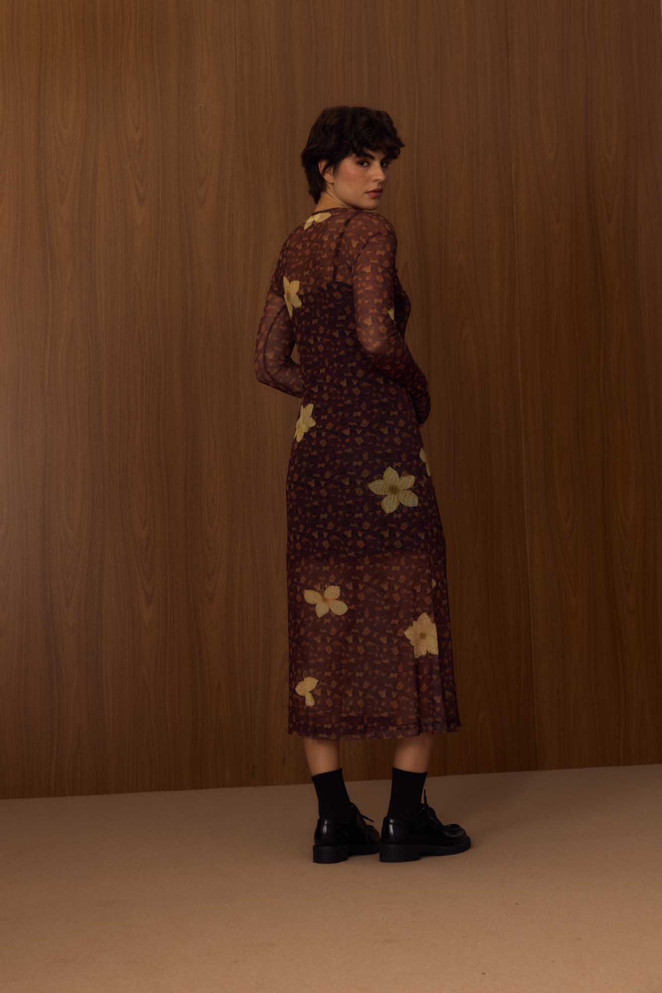 Vestido Tule Onça Floral