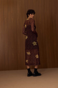 Vestido Tule Onça Floral