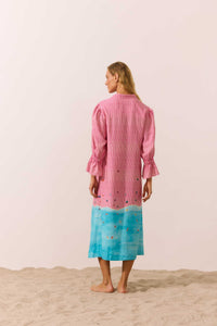 Vestido Manga Franzido Plage