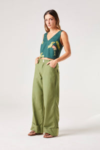 Calça Pantalona Verde Lótus