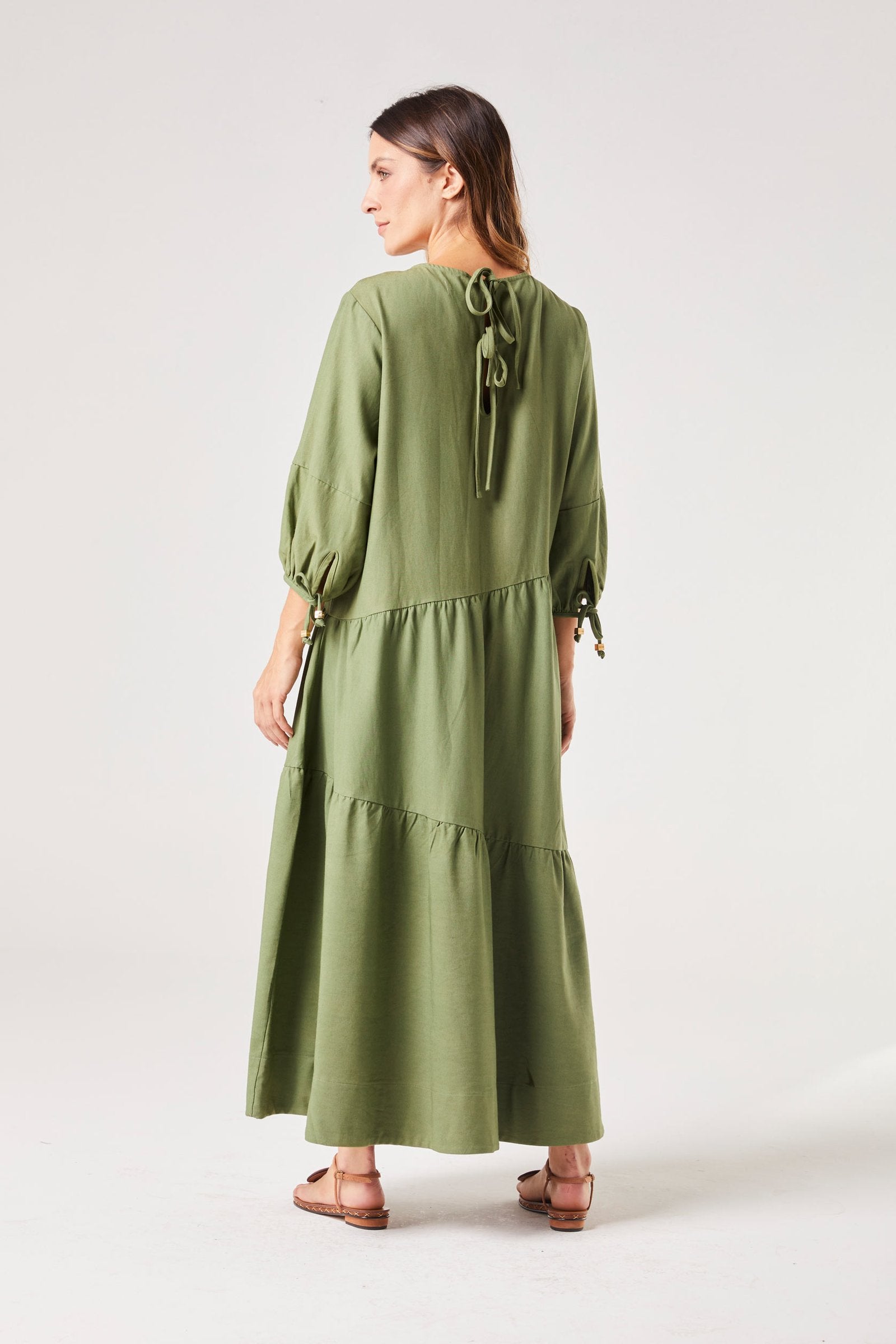 Vestido Manga Verde Lótus