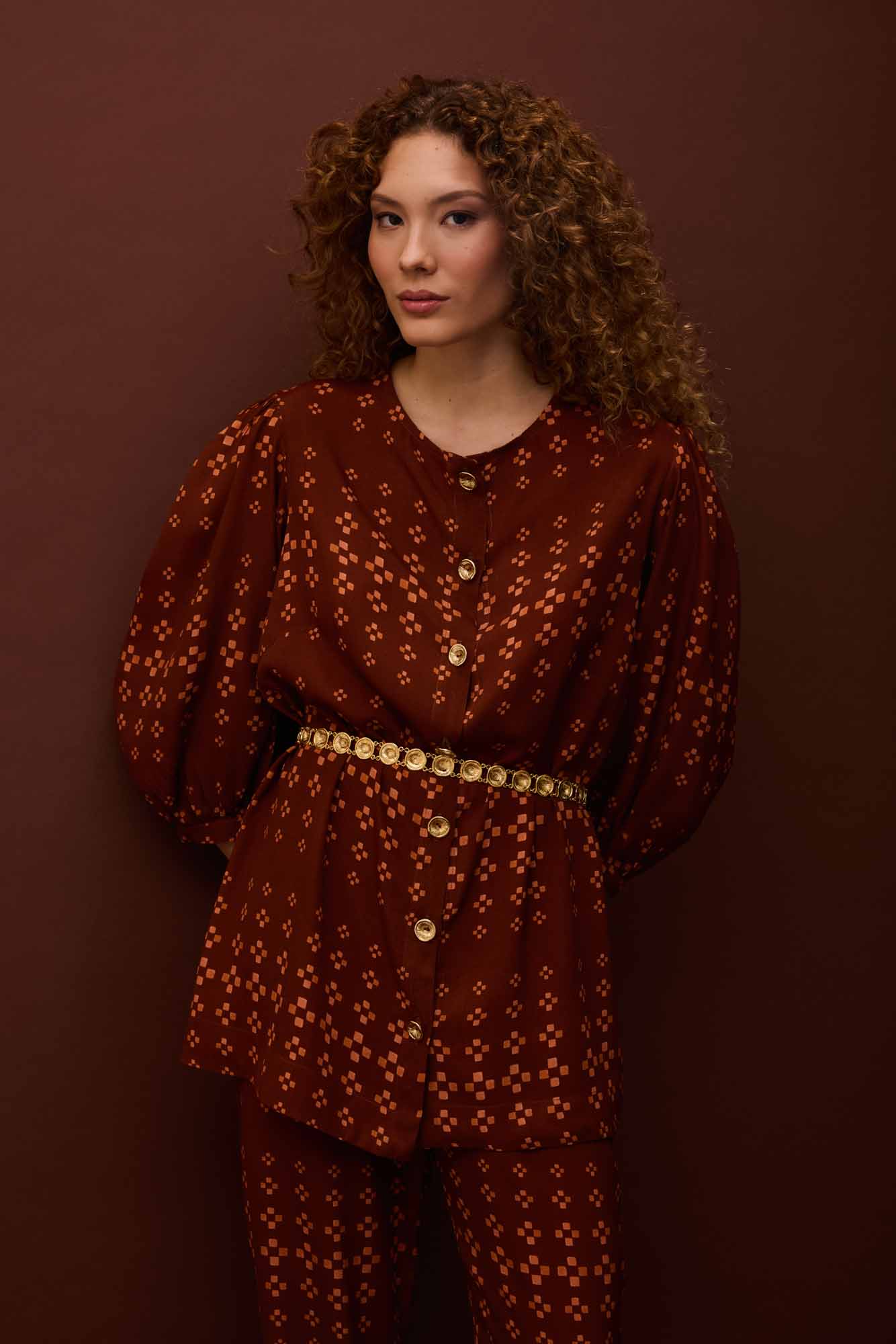 Blusa Abotoamento Tijolinhos