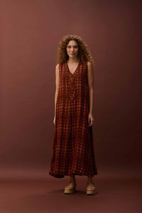 Vestido Pregas Tijolinhos