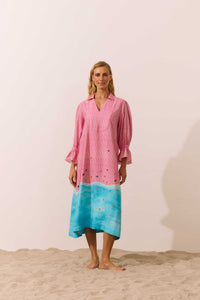 Vestido Manga Franzido Plage