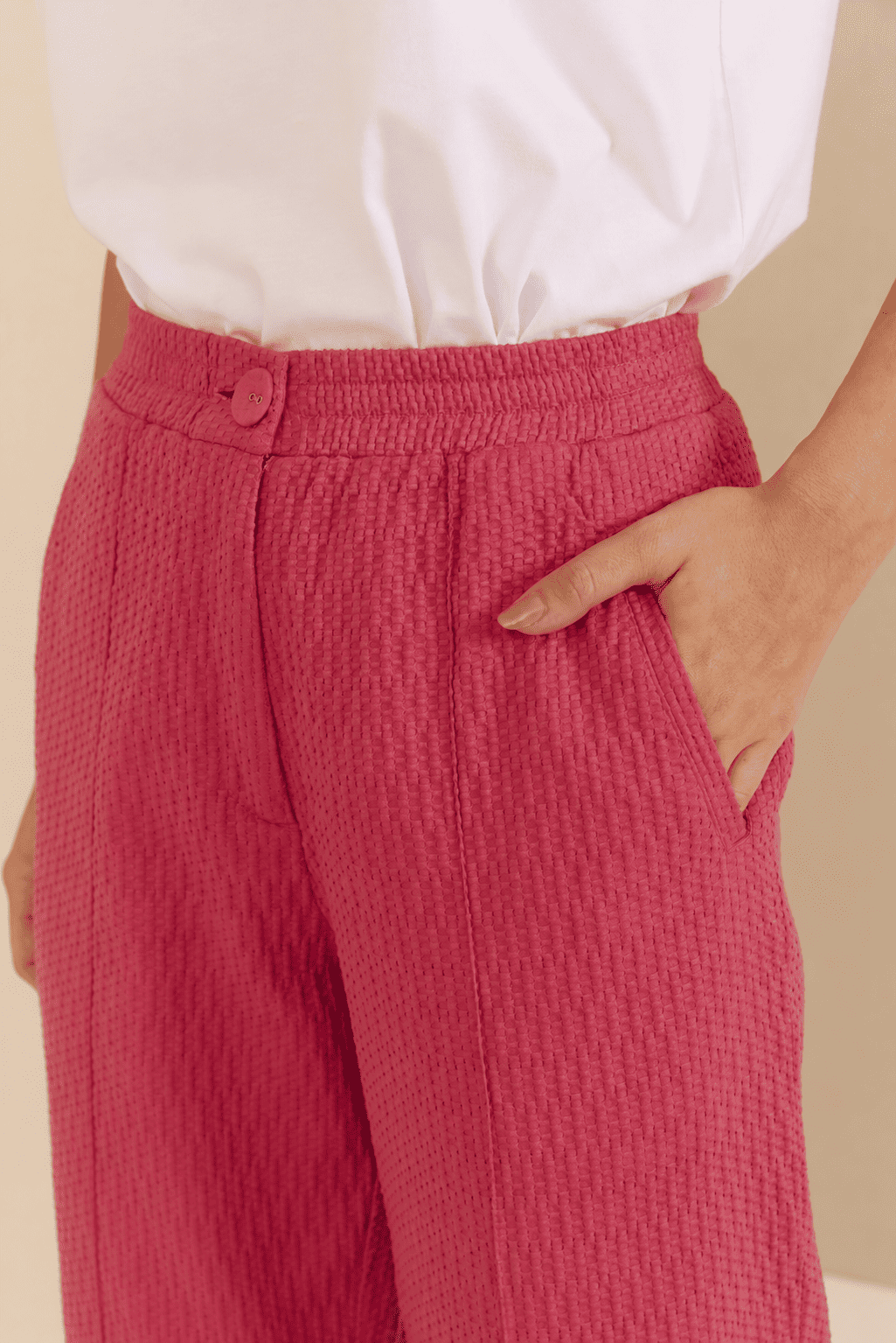 Calça Alfaiataria Algodão Rosa