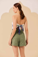 Short Sarja Verde Bordado