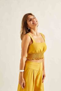 Cropped Lastex amarelo Arquitetura