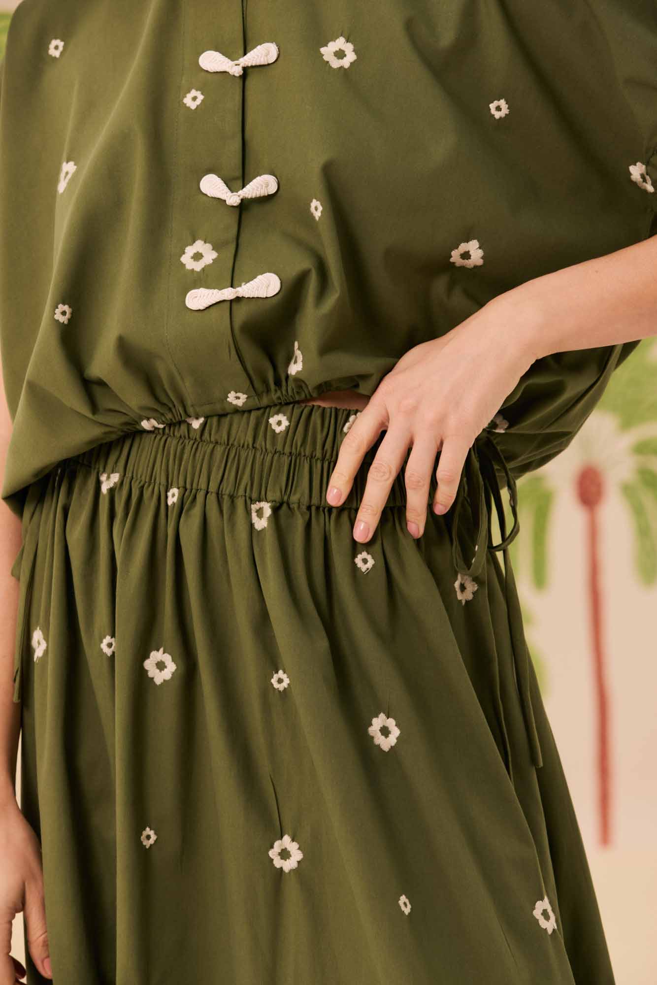 Saia Maxi Verde Bordado