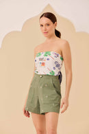 Short Sarja Verde Bordado