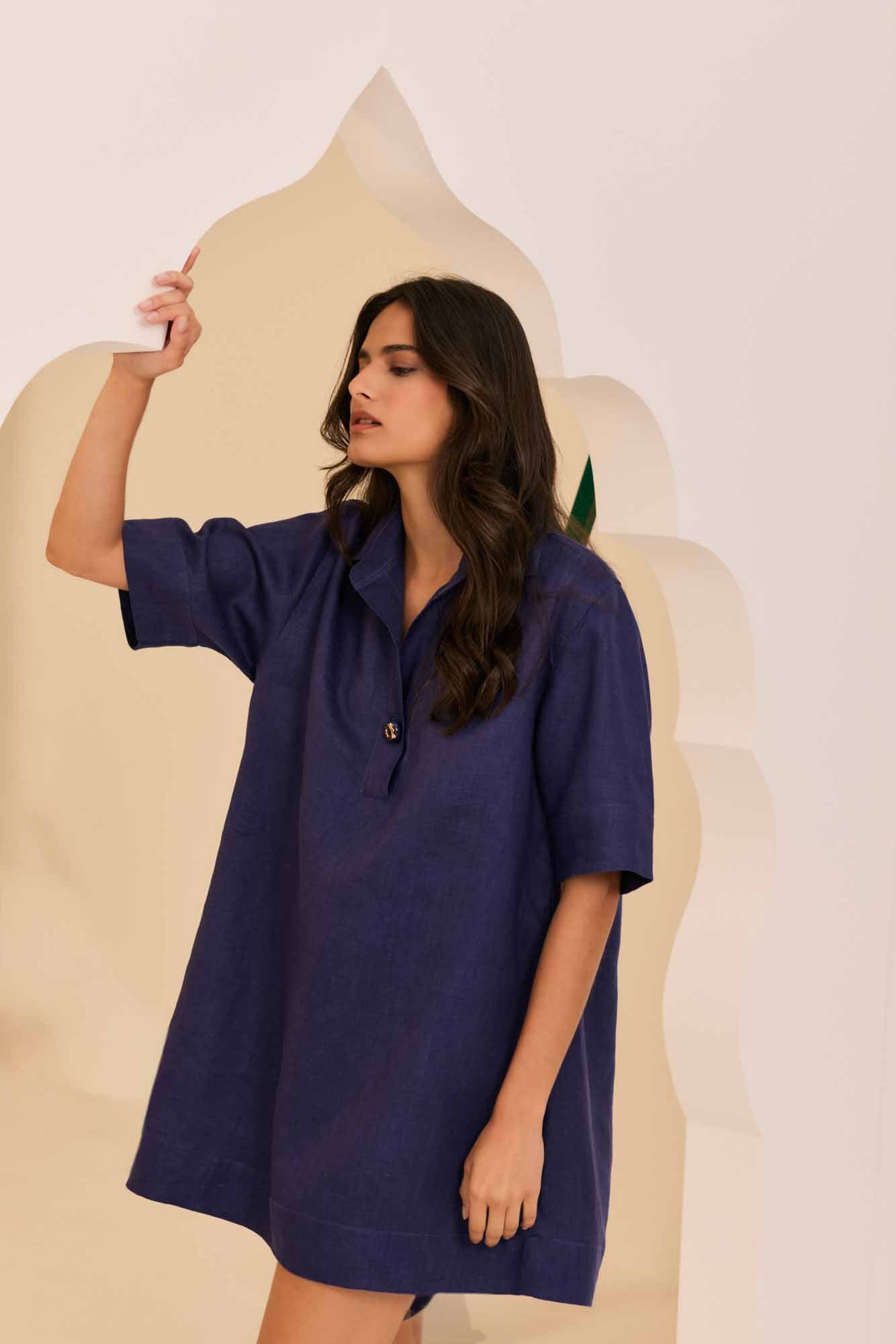 Vestido Camiseta Azul Índigo