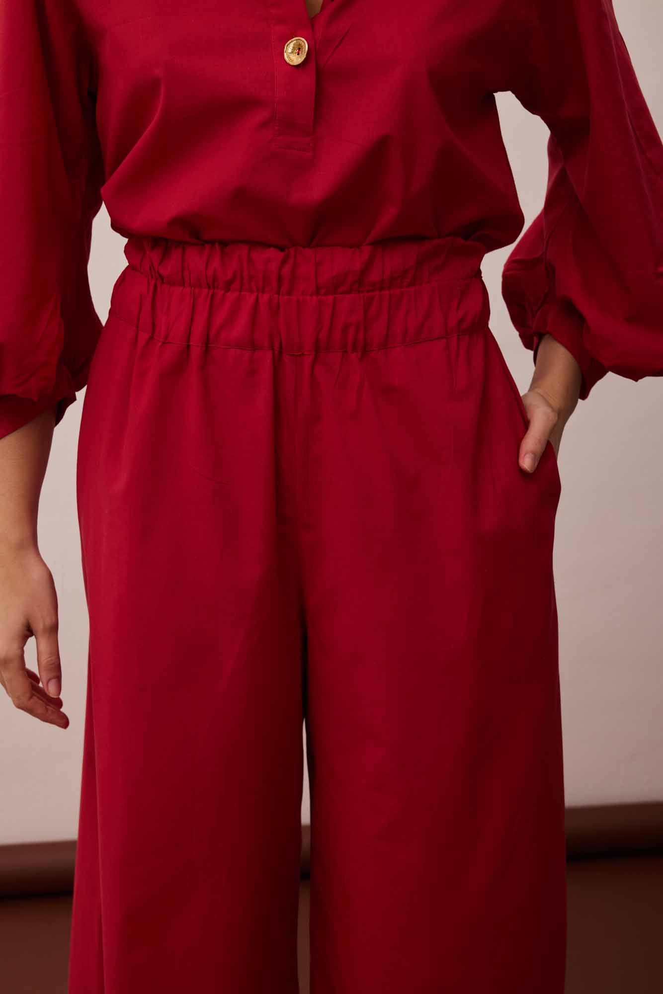 Calça Maxi Barra Vermelha