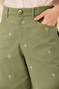 Calça Sarja Verde Boradado