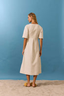 Vestido Fendas Areia