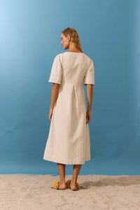 Vestido Fendas Areia