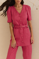 Vestido Colete Algodão Rosa
