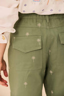 Calça Sarja Verde Boradado